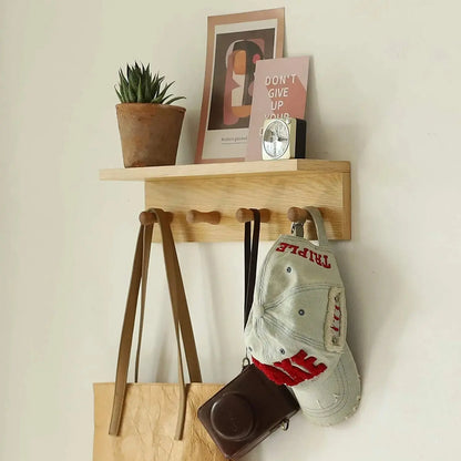 Wood Coat Rack with Shelf Modern Wall Mounted Hat, Wooden Peg , Towel Hanger Wooden Hooks Robe Racks Modern Home by Bellver