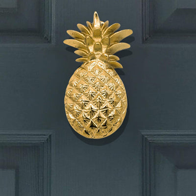 Brass Pineapple Door Rectangular Door Knocker - Polished Brass
